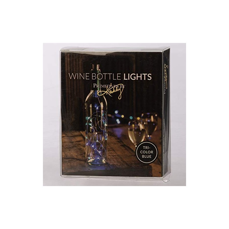 Primitives by Kathy Wine Bottle Lights, 58-Inch String, Tri-Color Blue