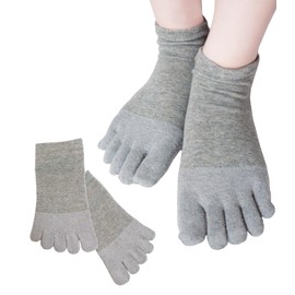 Chica Hurra Women's Socks, Ankle Length, 9.1 - 9.8 inches (23 - 25 cm), 5 Toe Socks, Same Color, 2 Pair Set, Toe Silk, Silk, gray