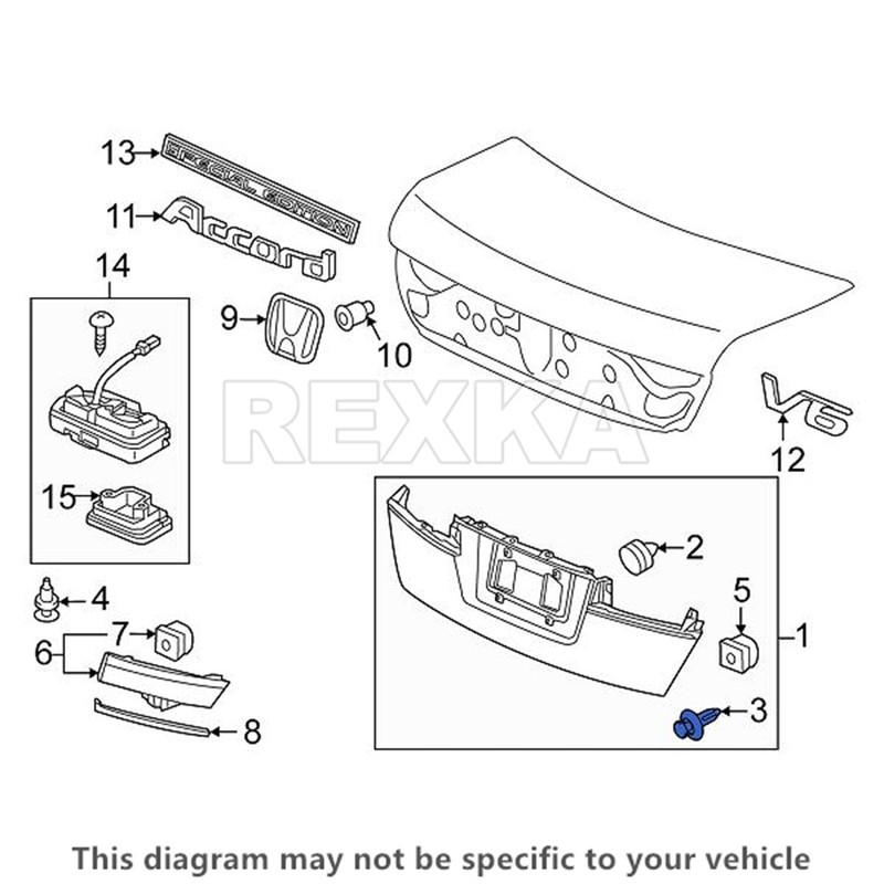 Rexka Tailgate Garnish Clips for Honda Acura 91513-SJK-003 Accord Civic