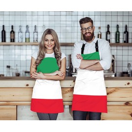 Moslion Italian Flag Apron,Stripe Flag with Green White Red Color Apron,Adjustable Neck Bib Apron for Men Women,Suitable for Kitchen Cooking Waitress Chef Apron