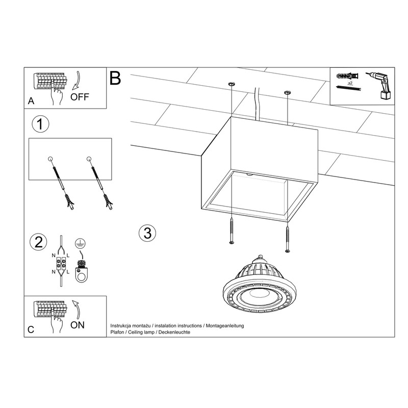 Licht-Erlebnisse Spotlight Lamp Grey Square W 14 cm H 9