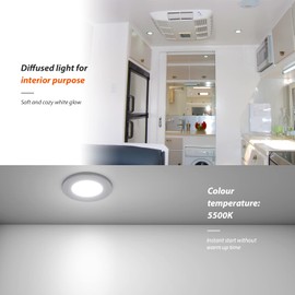 Dream lighting 12 Volt 2W Interior RV Lights Cool White Chrome Shell Recessed Puck light Pack of 6