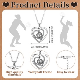 Landical 12 Sets Volleyball Necklace Team Gifts for Women, Volleyball Stuffs Necklace with Card and Bags for Party Favors(Elegant Style)