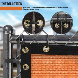 TANG Sunshades Depot Orange 4'x11' 260 GSM Privacy Fence Screen Commercial Construction Site Windscreen Residential Chainlink Fence Netting Fence Cover Privacy Blockage with Excellent Airflow