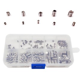 CuiCanfla Allen Head Socket Set Screw, 200 Pcs M3/M4/M5/M6/M8 304 Stainless Steel, Stainless Steel Allen Head Socket Hex Grub Screw Assortment Kit, Internal Hex Drive Grub Screw Assortment Kit