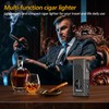 SEMKONT Cigar Lighter,4 Jet Flame Refillable Butane with V Cut