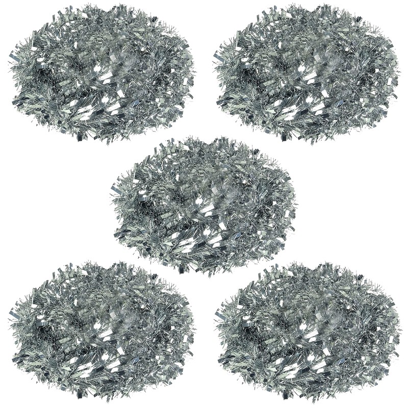 HOVUK® 5PCs Silver Fine Cut Chunky Tinsel 2M - Thick