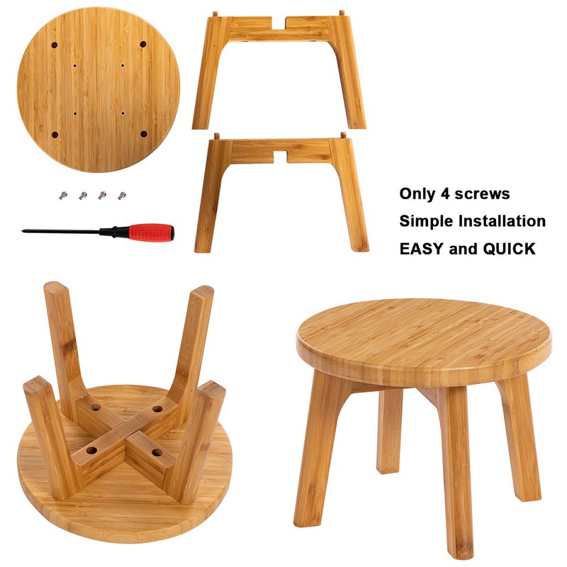 GOBAM Bamboo Step Stool, 7.3 inches - Sturdy Foot Stool