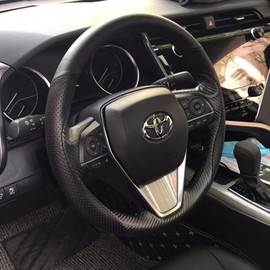 Accesorios interiores de fibra de carbono y piel de napa negro mate, funda de volante para Toyota RAV4 SUV 2019-2021 / Avalon 2019-2021 / Camry 2018-2021 / Corolla 2020-2021