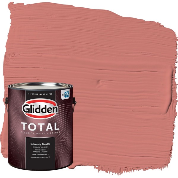 Glidden Total Exterior Paint & Primer All-in-One, Chili Pepper/Pink, Satin,