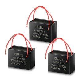 CBB61 450V AC 7UF 50/60HZ ANGEEK Starter Capacitor, AC Motor Capacitor, Suitable for Ceiling Fan, Fan, Cooker Hoods (Pack of 3)