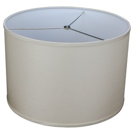 FenchelShades.com 18" Top Diameter x 18" Bottom Diameter 12" Height Cylinder Drum Lampshade USA Made (Linen Stone)