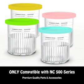 Pints Compatible with Ninja Creami NC500 Series Creami Deluxe Ice Cream Makers, BPA-Free & Dishwasher Safe, Color Lids, 4 Pack, 24OZ Family Ice Cream Storage Containers Clear (Blue, 24oz)