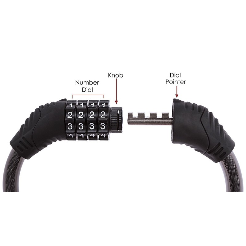 Sanwo Security Bike Lock 4 Digit Resettable Combination Cable Lock