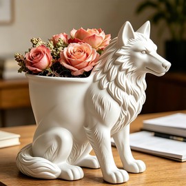 Black Wolf Flower Pot Silicone Resin Mold Animal DIY Making Decor Crafts