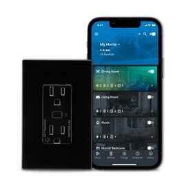 Eaton Wi-Fi Smart Receptacle, Works with Hey Google and Alexa, Black