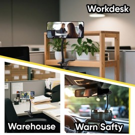 ZMJCGLXY Clampable Convex Safety Mirror 6.4"*3" in Glass Material, Black Curved Frame, 360° Direction Adjustment, for Workdesk, Office, Warehouse and Personal Area Privacy and Security