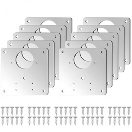 Kamtop Cabinet Hinge Repair Plates - 10 Pcs Kitchen Cupboard Hinge Repair Brackets with Holes, Stainless Steel Repair Brackets with 50 Screws Flat Fixing Brace Bracket for Furniture Wardrobe Door