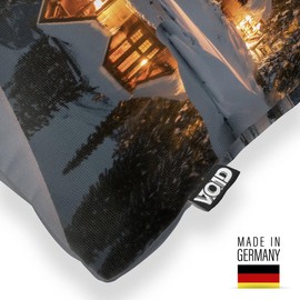 VOID Winter Hut Ski Hut Lake Cushion Cover Polyester Christmas Decoration Winter Outdoor Decoration Cushion Size: 60 x 60 cm