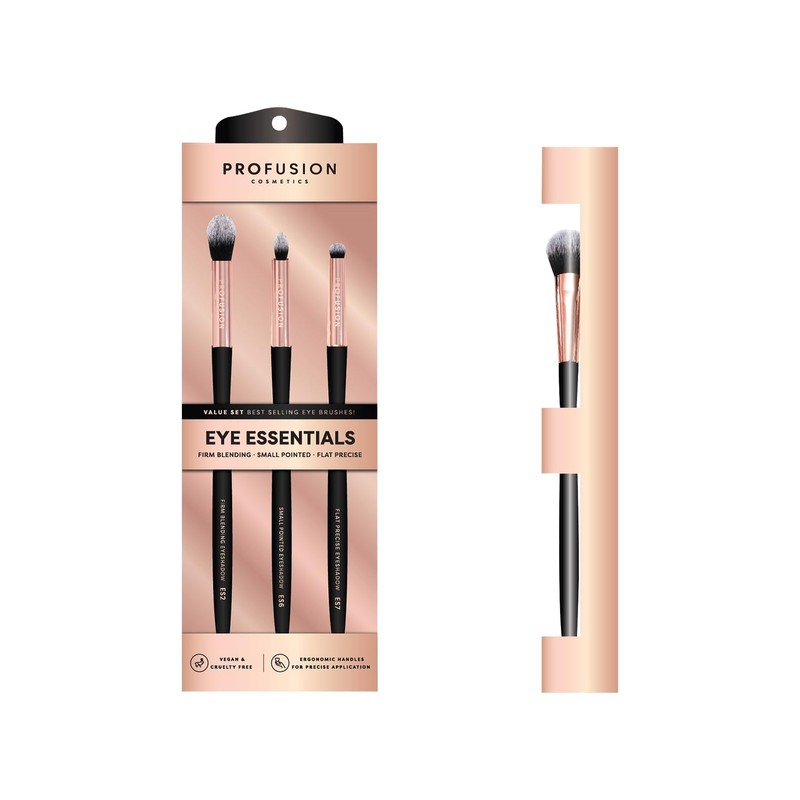 Profusion Cosmetics Brush Set Eye Essential 3 PC