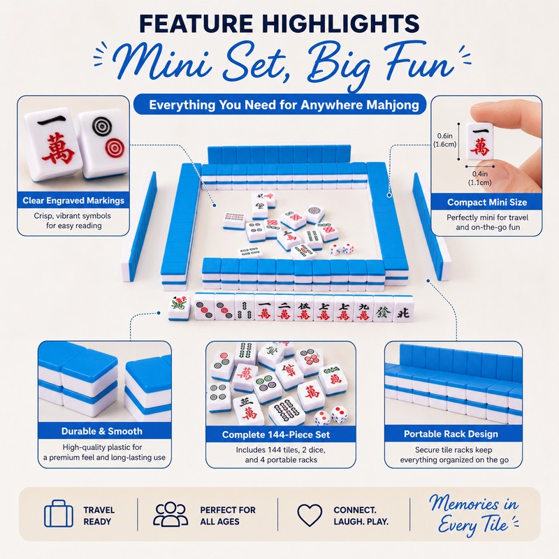 Portable Chinese Mahjong Set for Family Game Nights – 144-Piece