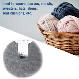 Liukouu Angora Wool Yarn, Soft Anti-pilling Mohair Mohair Yarn Anti-shrinkage Washable Mohair Knitting with a Crochet for Weave Scarves, Shawls, Sweaters(light grey)