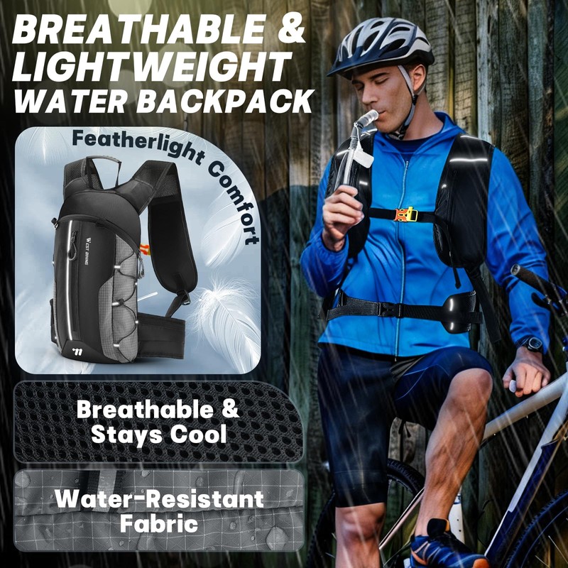 Hydration Backpack - Lightweight Water Backpack with 2L Water Bladder,