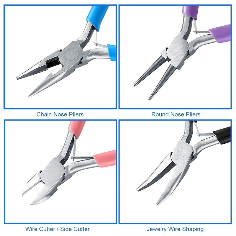 MMOBIEL 4Pcs Jewelry Pliers Set Making Tools Kit, Needle Nose,