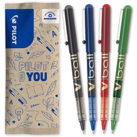 Pilot - Rollerball Pen 4V-ball 07 - Liquid Ink for Smooth and Accurate Writing - Quick Drying - Black, Blue, Red, Green - Medium Tip