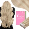 YoungSee Tape in Human Hair Extensions Blonde Highlight Hair Tape