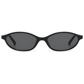YAMEIZE Oval Vintage Sunglasses for Men and Women Small Cat Eyes Design Oval Retro Trendy 90s Sunglasses UV400 Protection, black/grey