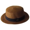Edge City Straw Hat, Mixed Paper Boater, Kankan Hat, 25/brown