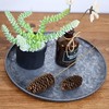 Funerom Round Galvanized Metal Tray Decorative Tray Corrugated Edges (12.6