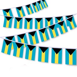 30 PCS Bahamas Flag String,32 FT Bahamian Bunting,Decoration Banner for Outdoor Indoor Patio Yard Decor