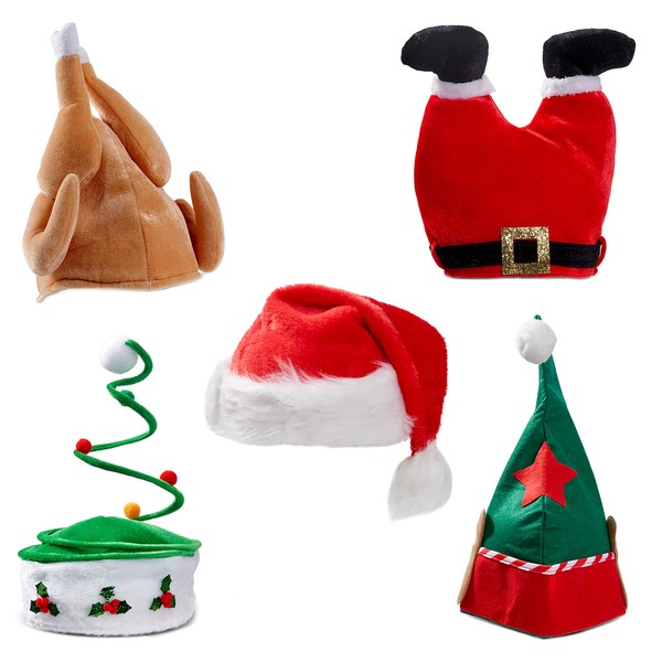 THE TWIDDLERS - 5 Christmas Hats, Funny Novelty Festive Hats