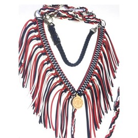 fringe breast collar paracord horse tack red white and blue patriotic