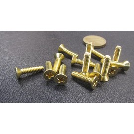 Brass Flat Head Phillips Machine Screws, FT, 10-24 Thread Size x .750" Length, 50 Pcs