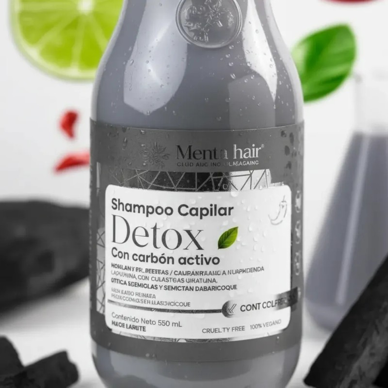Shampoo Anticaspa Menta Hair Carbón Activado Detox 550 Ml