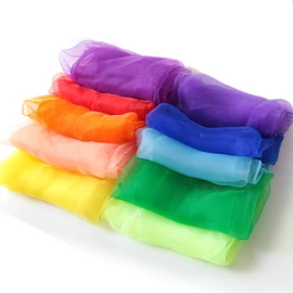 Across Litomic Chiffon Scarf, 23.6 inches (60 cm), Set of 10 Colors, Dance, Organza, Children, Colorful, Light Pink, Orange, Red, Green, Lemon Yellow, Purple (Purple), Light Purple (Light Purple), Blue (Blue), Light Blue, Yellow (Yellow)
