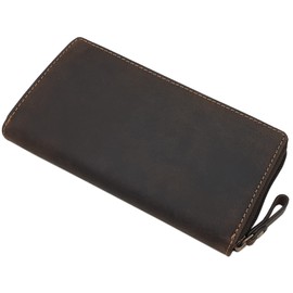 myledershop Large Buffalo Full Leather Women's Wallet / Purse / Purse with Colibri Motif or without Motif with RFID & NFC Protection, Without motif, brown, Modern