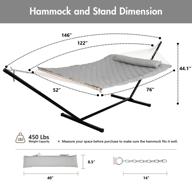 ANOW Double Rope Hammock with Stand 12FT, Heavy Duty Hammock