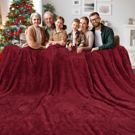 California King Size Blanket, Big Soft 120x120 Inches, Giant Fleece Fits Whole Family & Outdoor for Bed, Sofa, Couch, Camping (Burgundy, 120"x120")