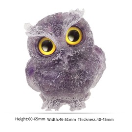 Nupuyai 2.4" Amethyst Owl Bird Carved Crystal Animal Statue Ornament, Resin Chip Stones Pocket Figurine Energy Healing Home Office Decor