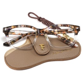 FancyFlower Square Reading Glasses for Women - Amber Mist - Honey Crystal 1.5x Readers