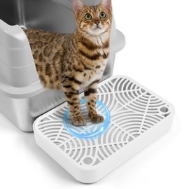 Bartuke Scala in plastica per Gatti, Rampa per lettiera con Funzione di Filtro, Pedale per Filtro della lettieras per Gattini e Gatti Anziani, lettiera Automatica autopulente (Bianco)