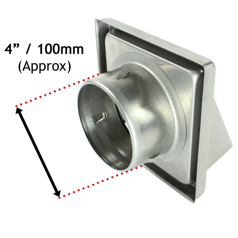 SPARES2GO Stainless Steel Cowled External Extractor Wall Vent Outlet with