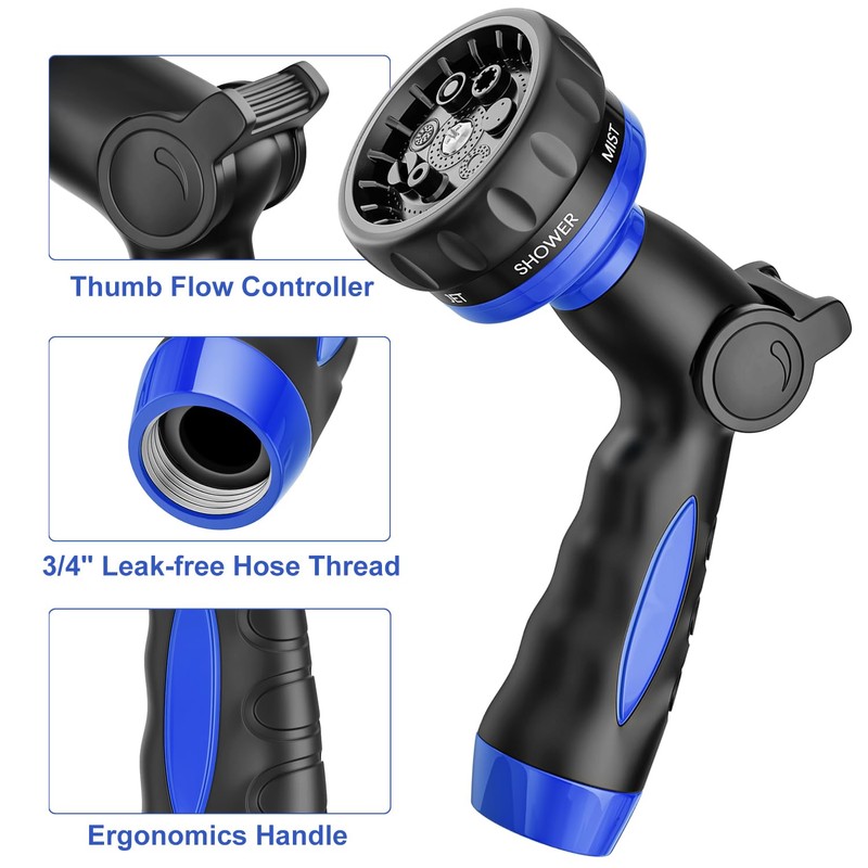 HOSUN Heavy Duty Garden Hose Nozzle, Adjustable Metal Water Sprayer