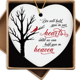 Cardinal Memorial Gift Ceramic Ornament We Will Hold You in Our Hearts Sympathy Gifts for Loss of Loved One Father Mother Son Husband Grandma Baby Loss Gifts Christmas Tree Decorations