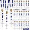36 Pcs Wooden Bead Rosary Necklace with Crucifix and Our