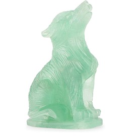 Artistone Crystal Wolf Animal Carvings Figurine 2 Inch Gemstone Wolf Carved Statue Sculpture Ornament Art Gifts Home Decor(Green Fluorite)